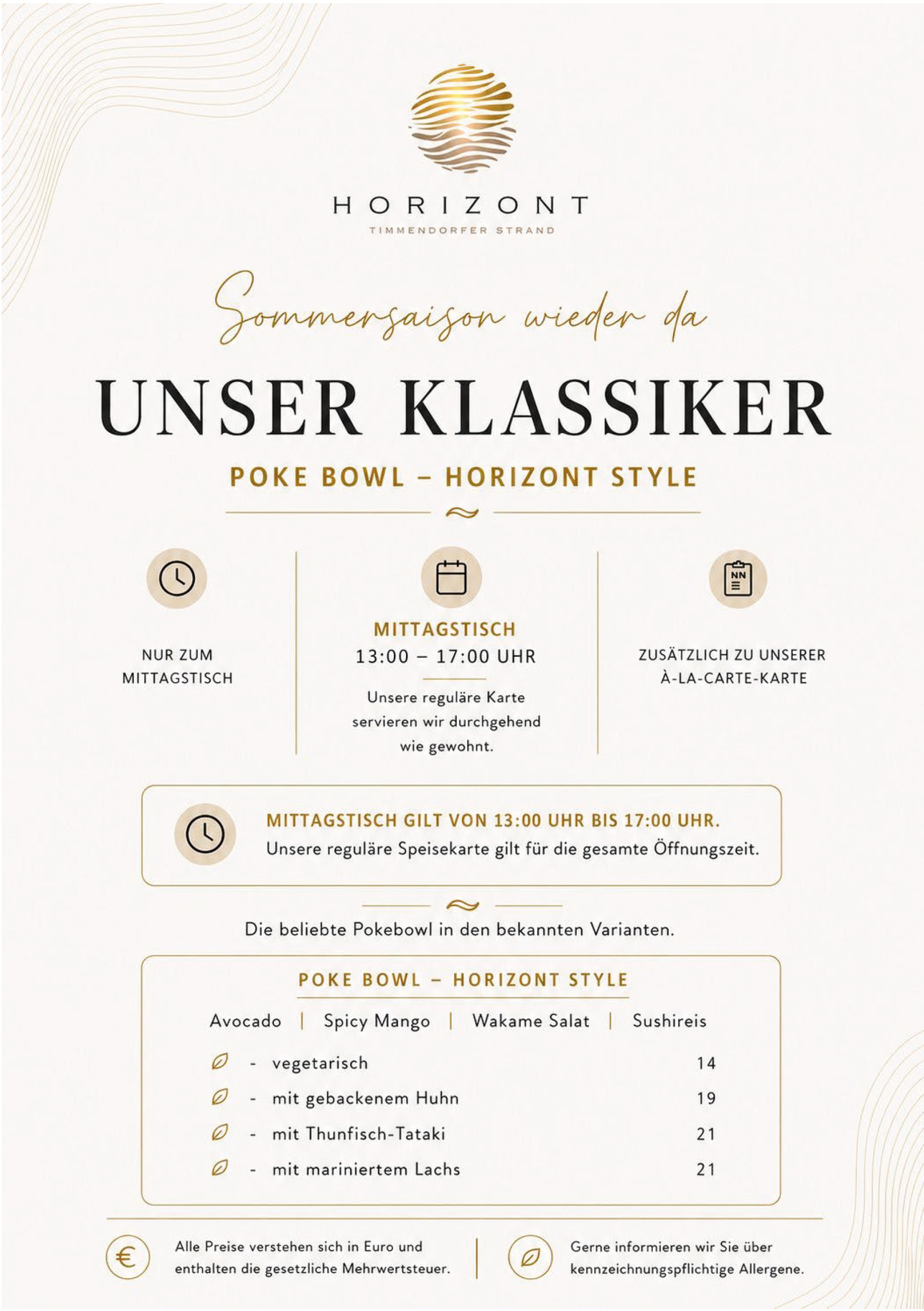 Mittagstisch Speisekarte