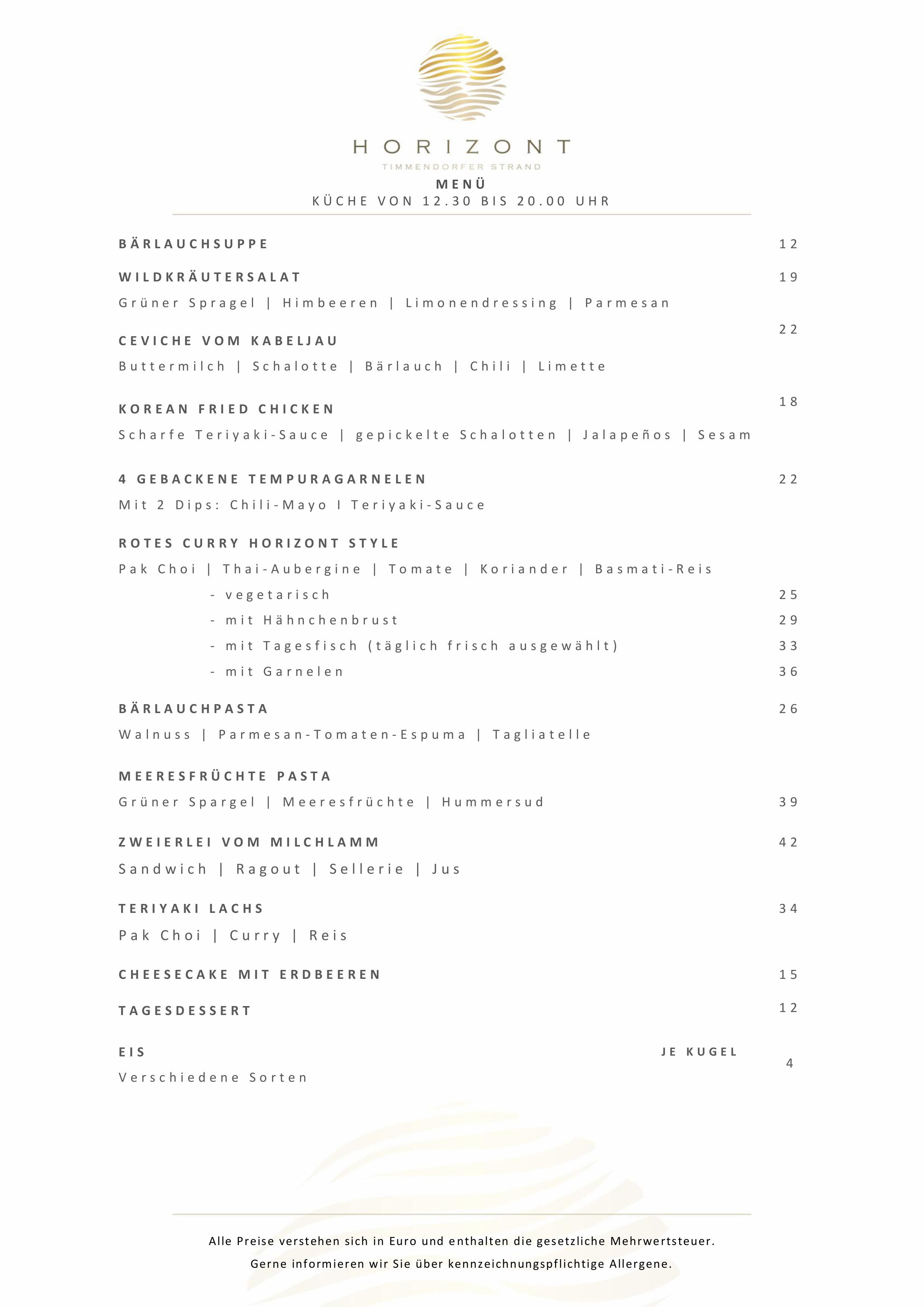 Speisekarte Seite 1 Speisekarte